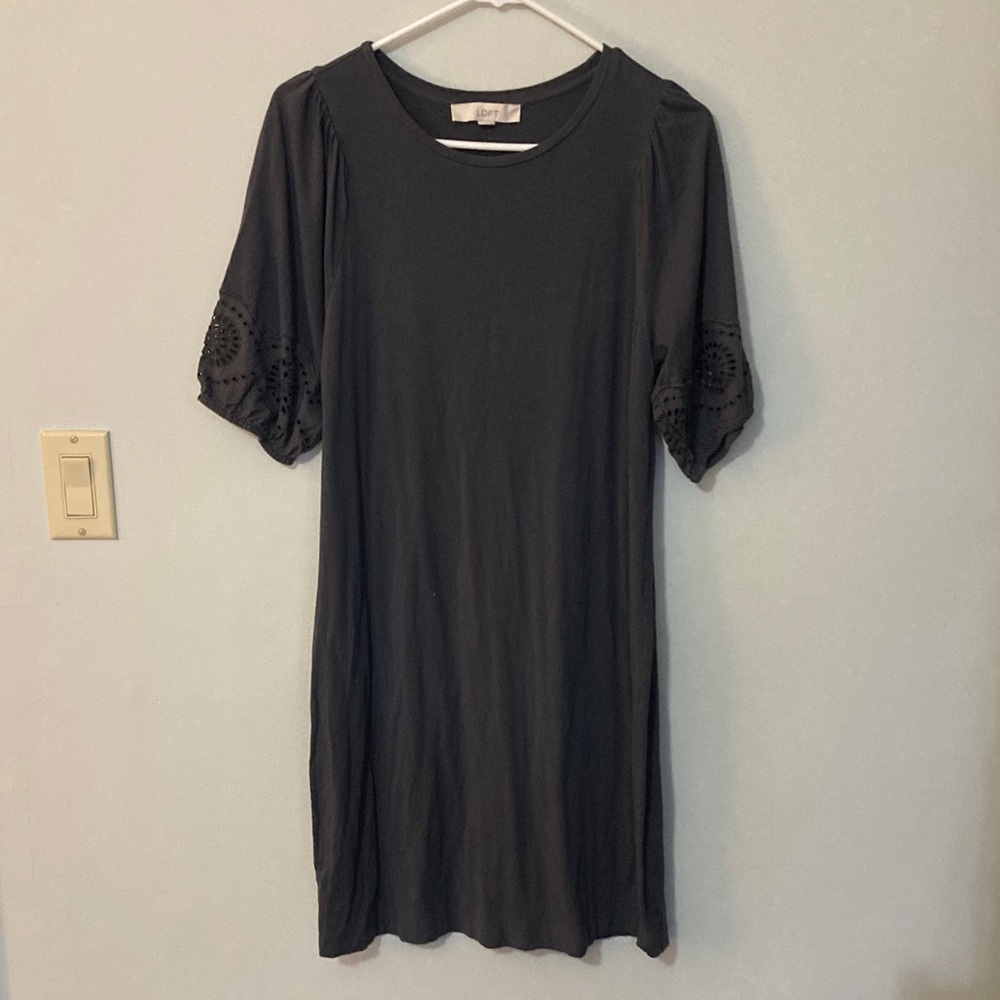 LOFT Short Sleeve Eyelet Detail Dress